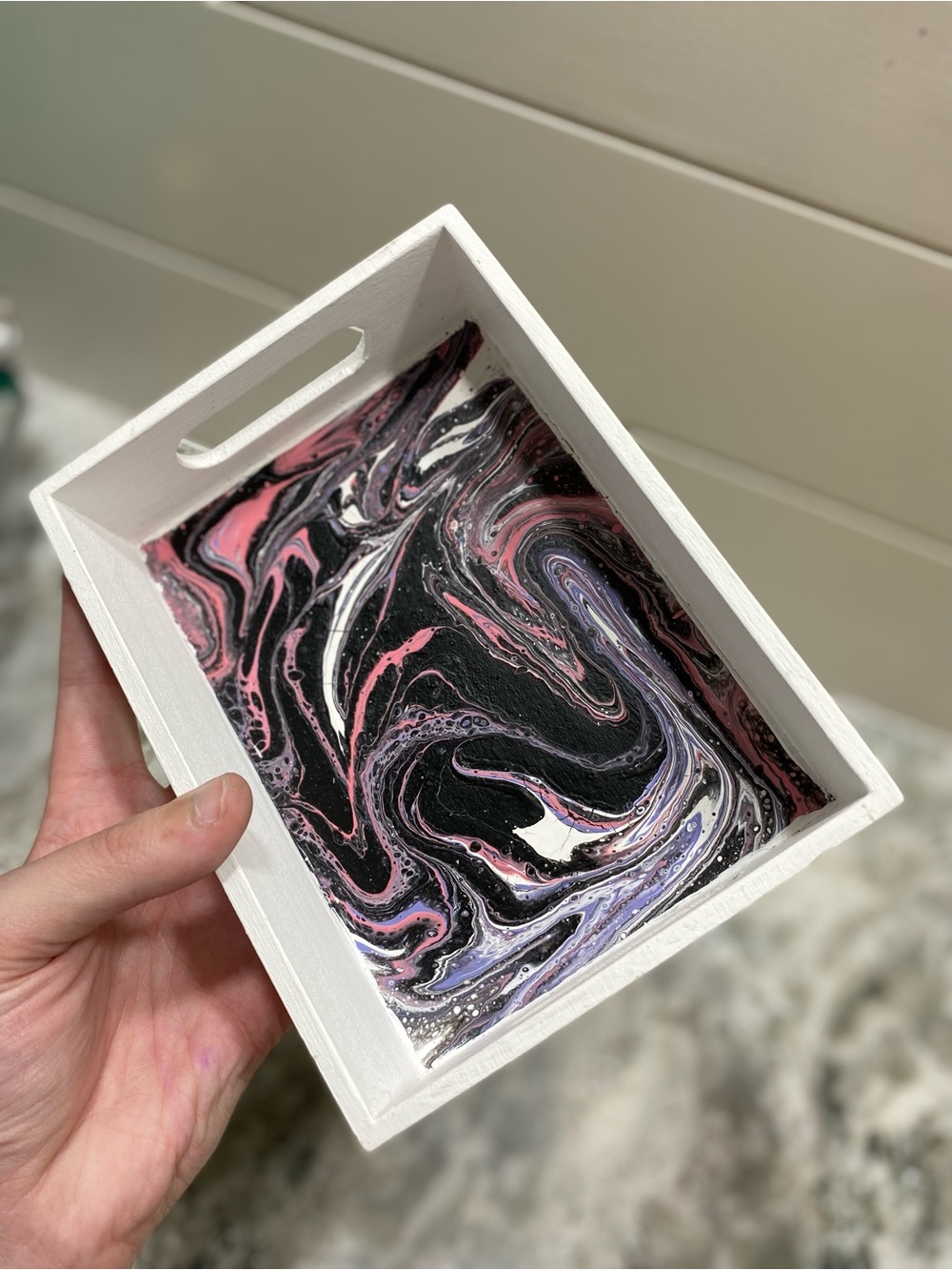 Abstract Swirl Pink Tray - Picture 3 of 10